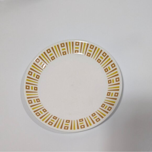 Syracuse Syralite Bread Plate Yellow Brown Geometric Vintage Restaurant Ware USA - Picture 1 of 5